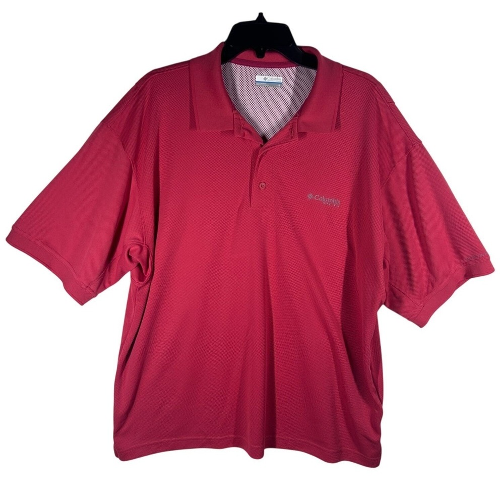 Columbia PFG Mens Red Short Sleeve Performance Fishing Polo Shirt Large L/G